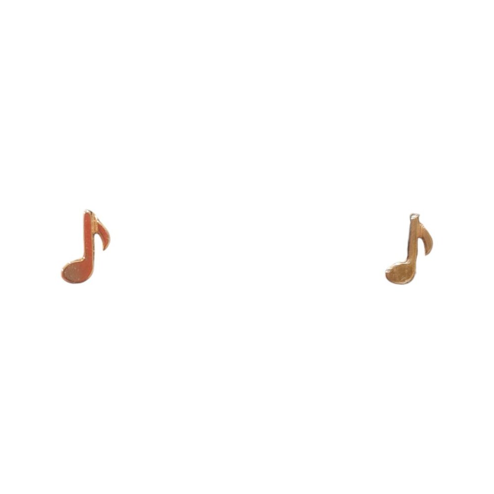 Gold-Tone Music Note Stud Earring Good Condition